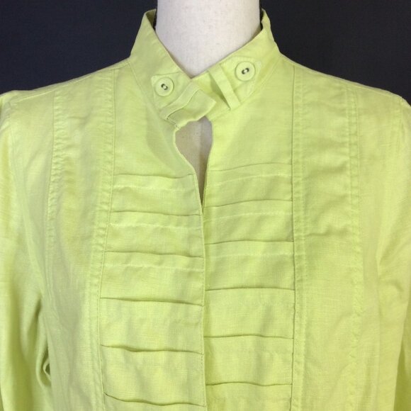 Chicos Womens Top Size 2 Lime Green 100% Linen - Picture 1 of 12